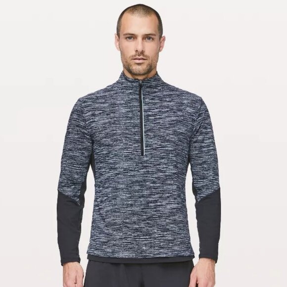 Lululemon Men's Surge Warm Shield 1/2 Zip - Black/White - Picture 1 of 7
